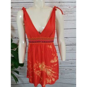 Victoria's Secret PINK Top Tunic Orange Tie-Dye haltar v-neck Sz Large